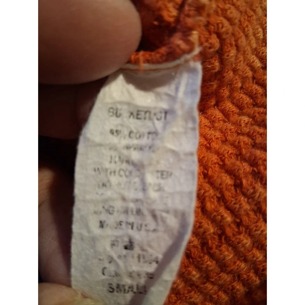 Bucket List Orange Vintage Wash Waffle Knit Shacket Oversized Womens size Small‎